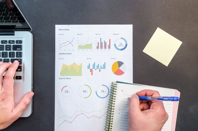 Data analytics dashboard showing case study results and metrics